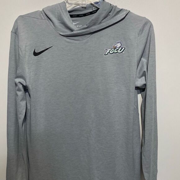 Nike Dri-Fit Men's Gray FGCU Florida Gulf Coast Light Hooded Shirt Size Medium - Picture 1 of 9